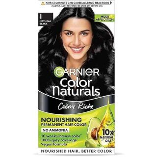 Garnier, Hair Colouring Creme, Smoothness & Shine, Color Naturals, Shade: 1 Natural Black, 70ml + 60g