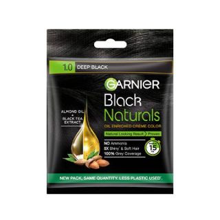 Garnier, Hair Colouring Crème, Black Naturals, 1.0 Deep Black, 20g + 20ml