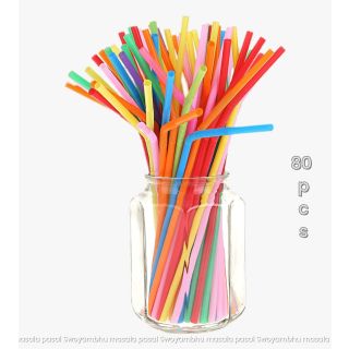 80Pisces Food Grade Plastic Drinking Straws,  Long Colorful Disposable  Fancy Straws