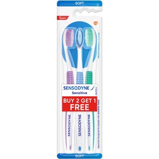 Sensodyne Toothbrush, 3 pieces (Manual,Multicolor,Buy 2 Get 1 free)