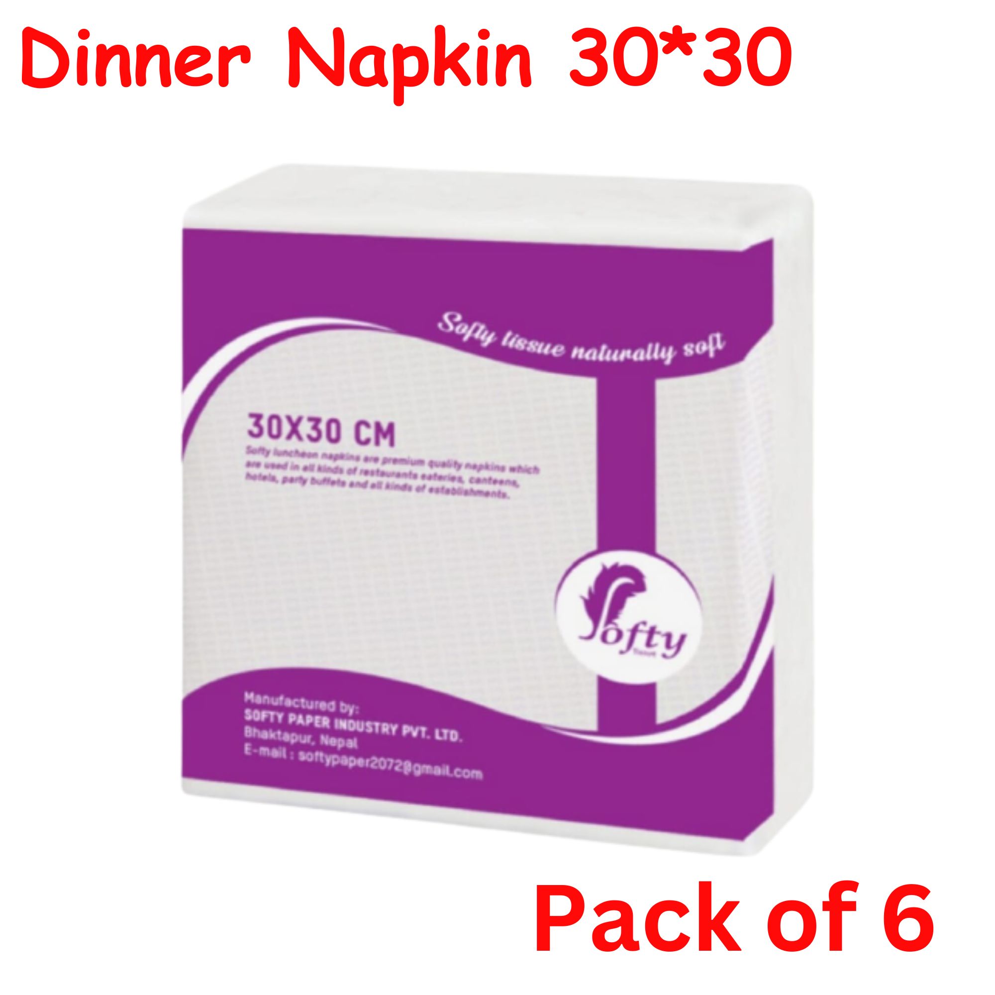 Napkin / Tissue Paper / Dinner Napkin / Softy Dinner Napkin Tissue Paper 30 x 30 cm -70Sheets -Pack Of 6
