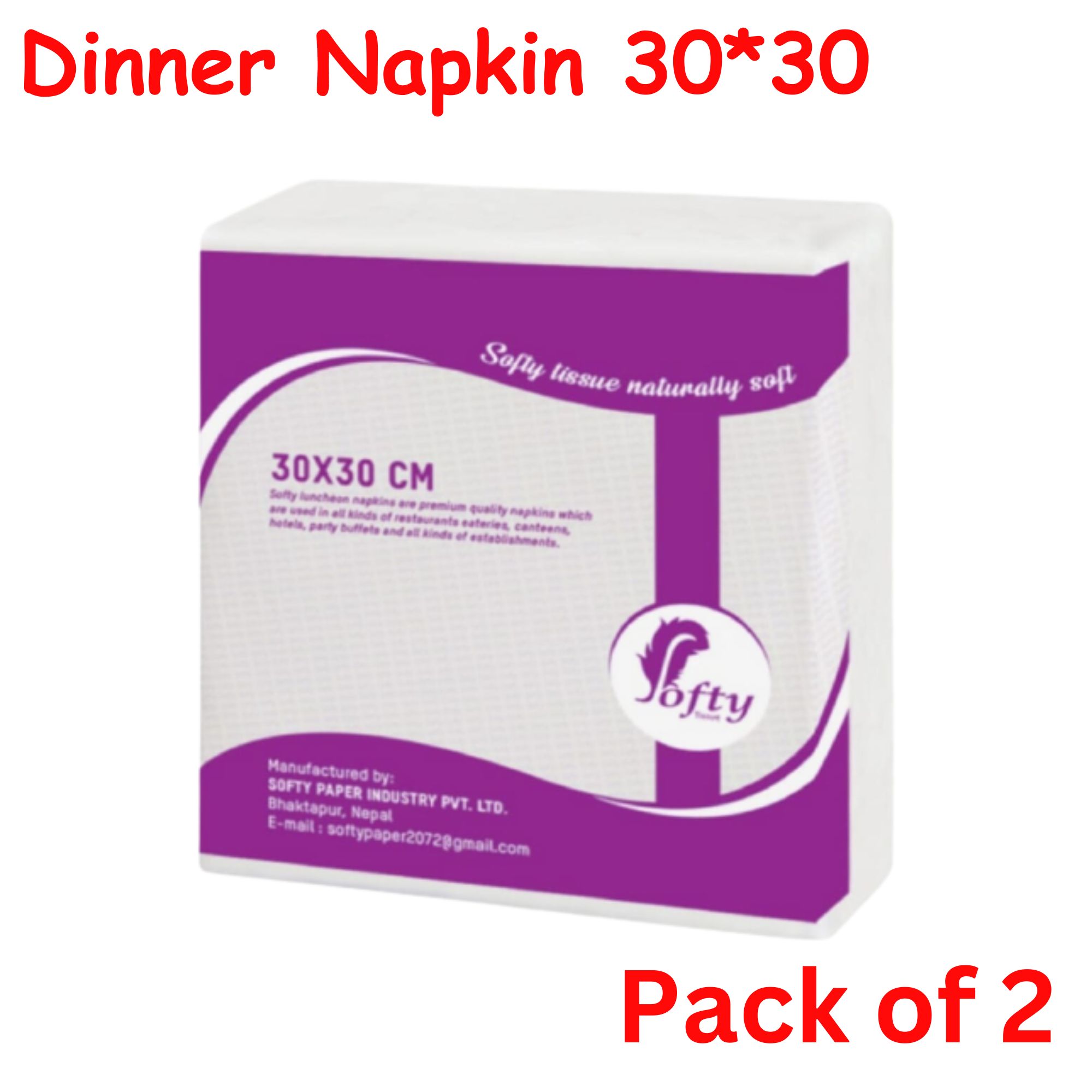 Napkin / Tissue Paper / Dinner Napkin / Softy Dinner Napkin Tissue Paper 30 x 30 cm -70Sheets -Pack Of 2