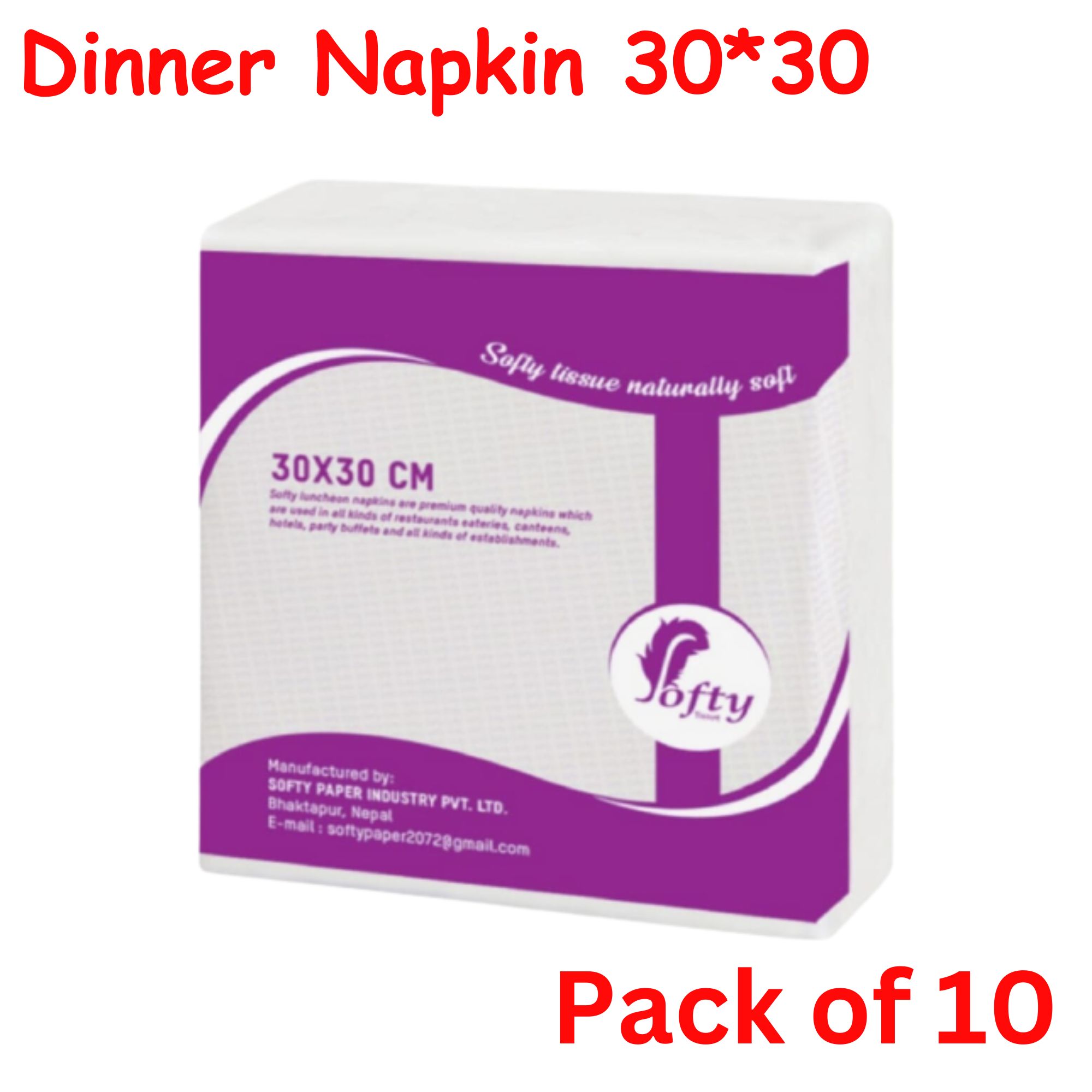 Softy Dinner Napkin Tissue Paper 30 x 30 cm -70Sheets -Pack Of 10