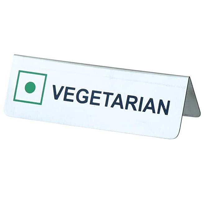 Stainless Steel Tent Style Double-Sided Vegetarian Table Signs