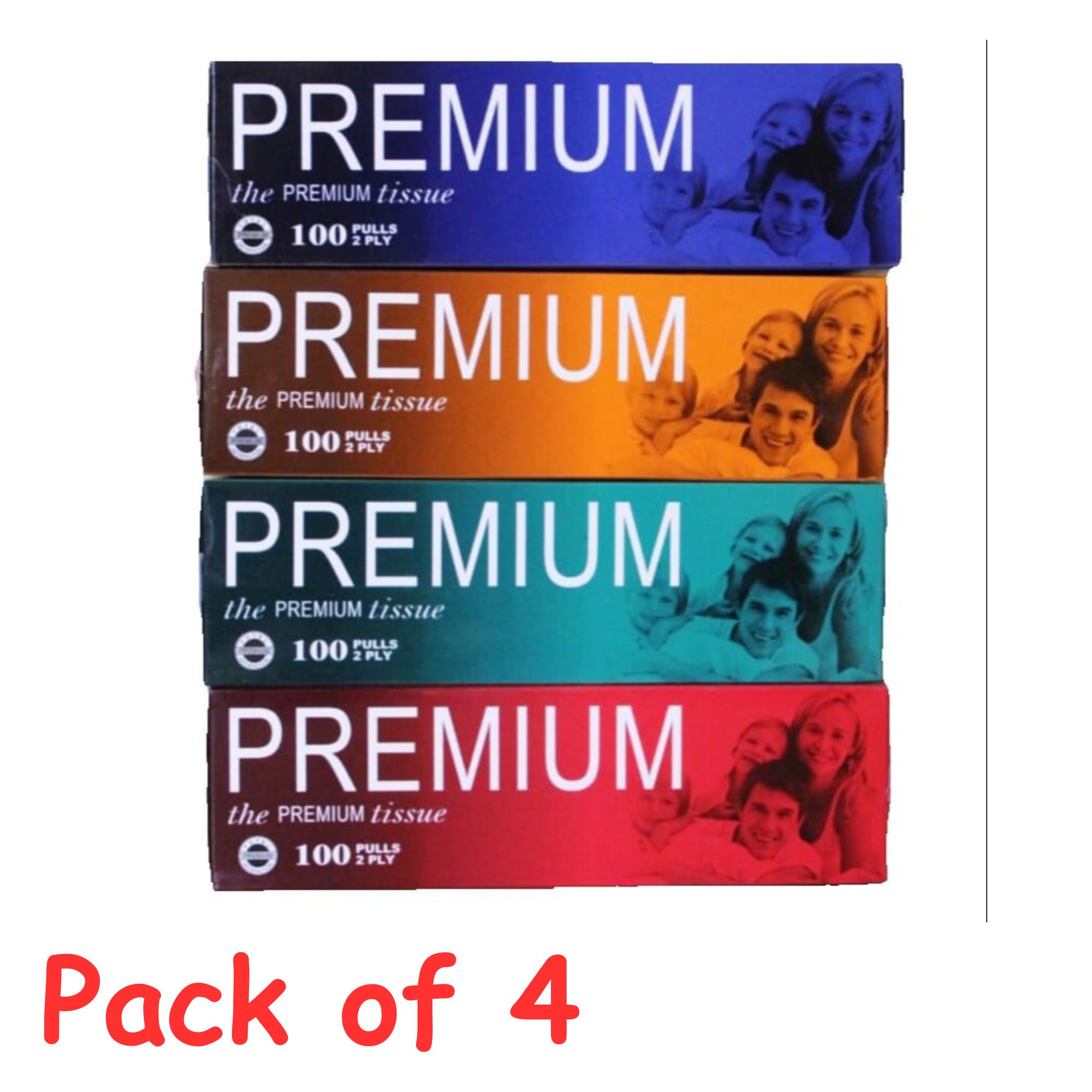 Premium Tissue / Facial Tissue BOX 100 Pulls - 200 Sheets - Pack Of 4