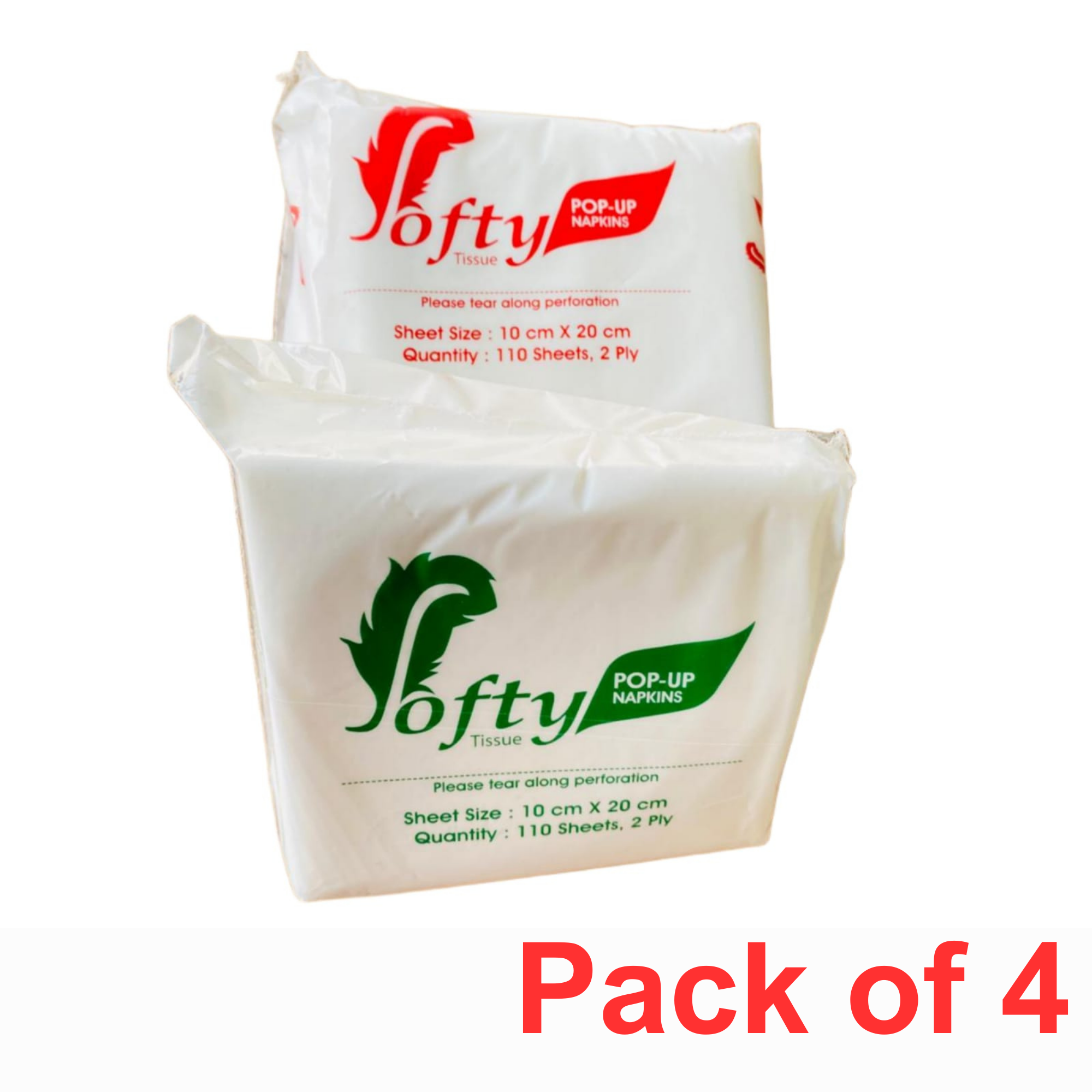 Softy Tissue 2 Ply Super Soft Pop-Up Napkin 110 Sheets - Pack Of 4 / Napkin / Paper / Tissue