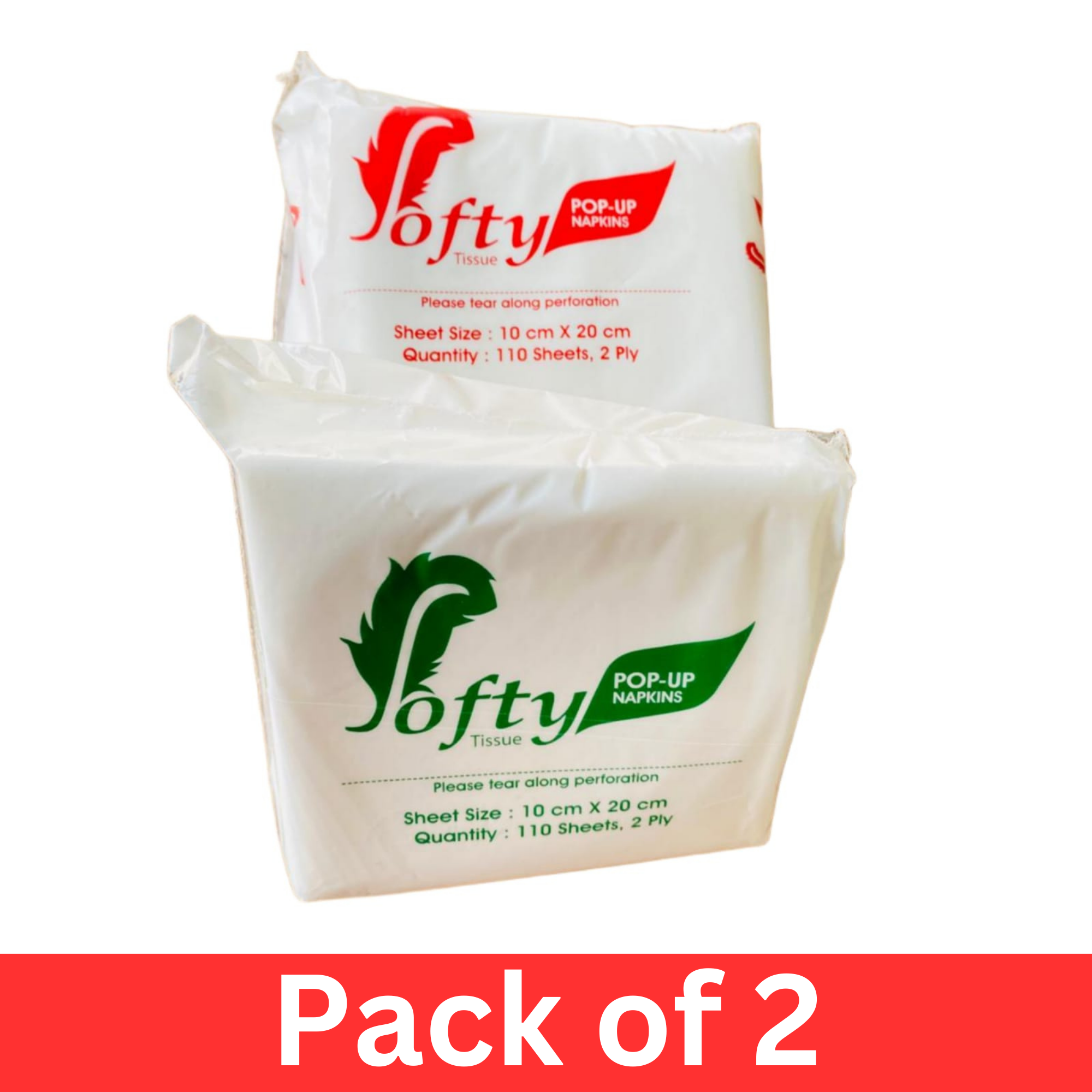 Softy Tissue 2 Ply Super Soft Pop-Up Napkin 110 Sheets - Pack Of 2 / Napkin / Paper / Tissue