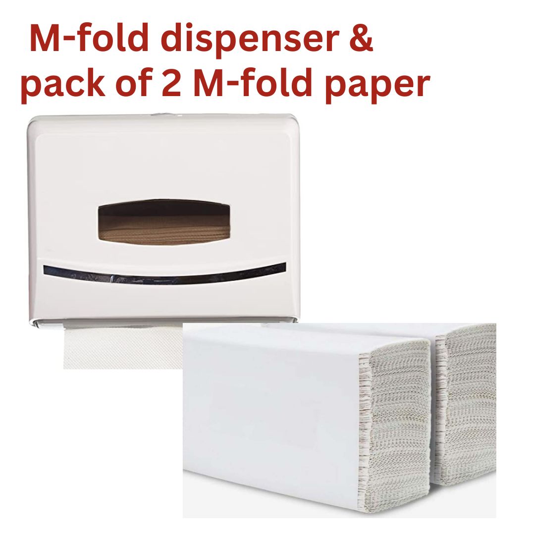 Softy Wall Mount M fold Paper Towel Dispenser with Pack of 2 M-fold Paper / Tissue Holder