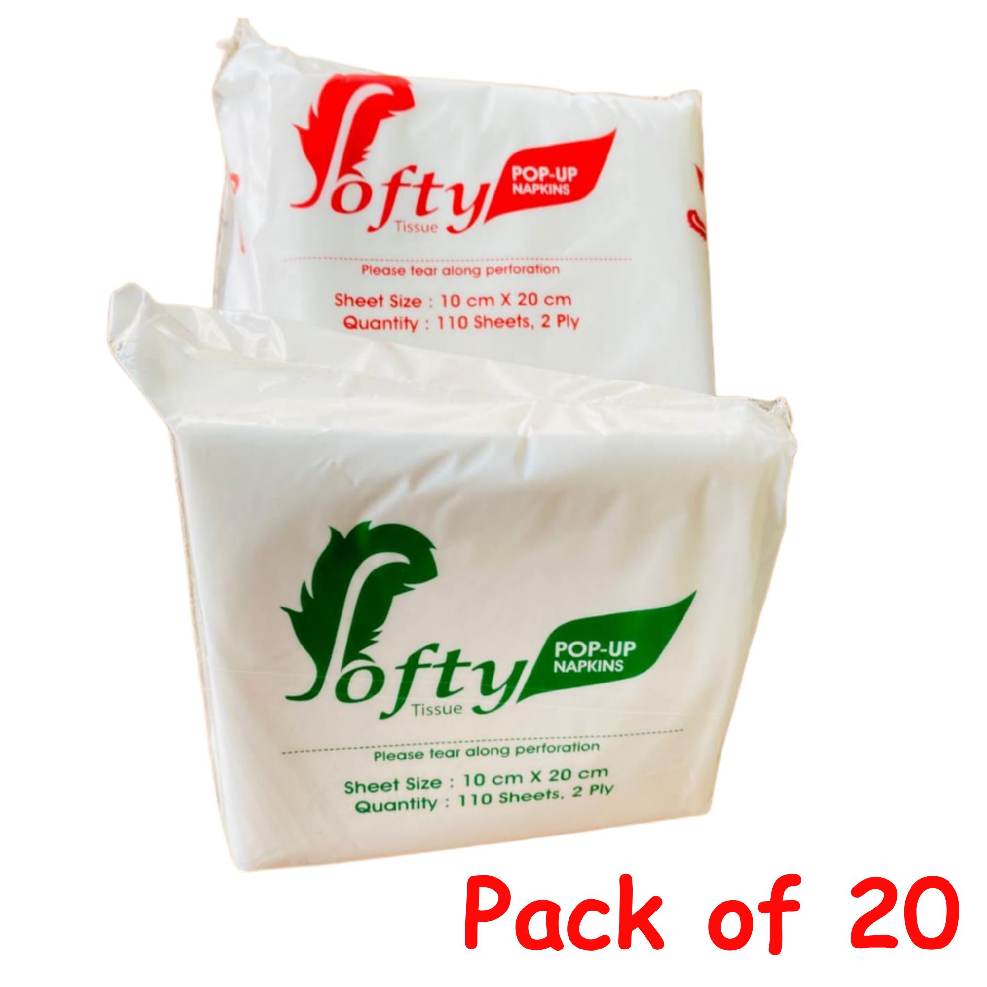 Tissue / Soft Tissue / Napkin / 2 Ply Super Soft Pop-Up Napkin 110 Sheets - Pack Of 20 ( Softy )