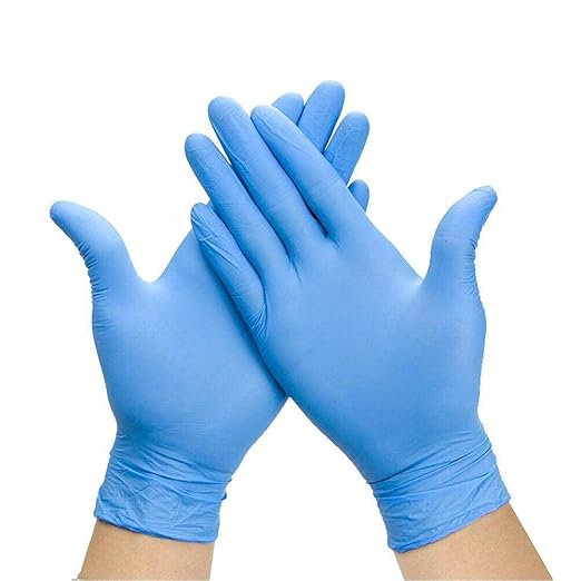 Blue Disposable Gloves Large 100 pcs, Powder  Free Vinyl Gloves for Women Men, Nitrile Powder Free Gloves for Food Prep Cooking Medical Mechanic Tattoo Hair Dye Medium size