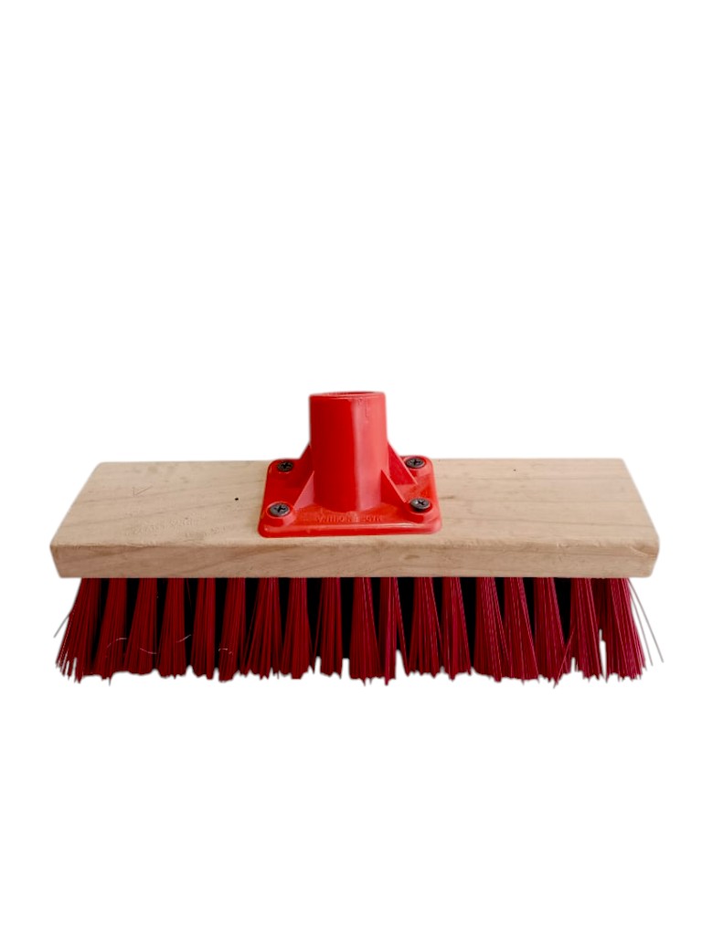 Wooden Hard Brush With Handle Classic And Natural Broom With Heavy Duty Stiff Synthetic Plastic Bristles Outdoor