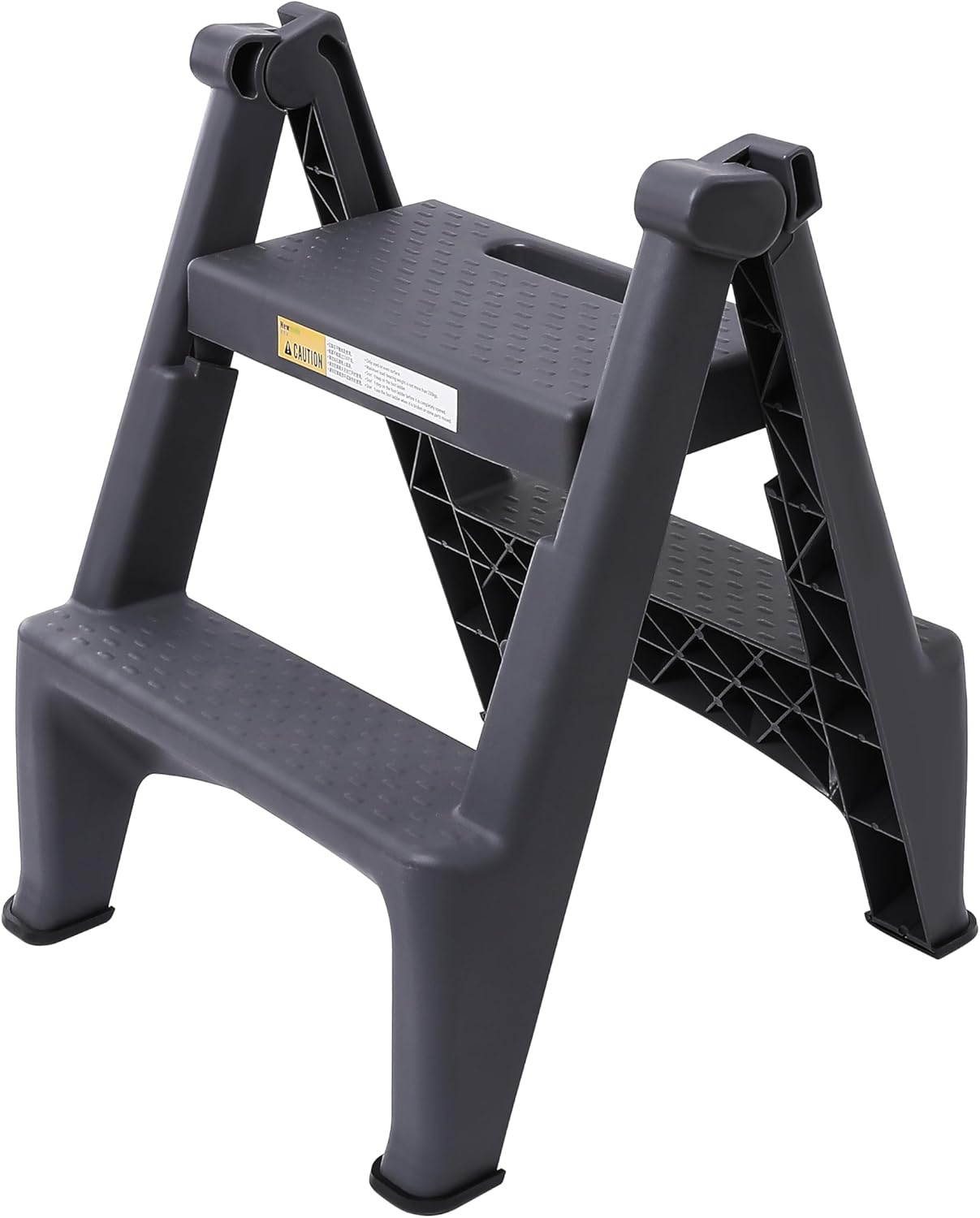 Ladder PVC, Small Thick Plastic 2-Step Folding Stepladder with Non-Slip Steps, 220 Pound Capacity, Gray/A/As Shown