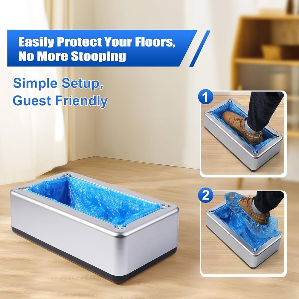 Hand-Free Automatic Shoe Cover Machine With 100 pcs Disposable Shoe Covers Waterproof Overshoes Disposable Portable for Home,Office