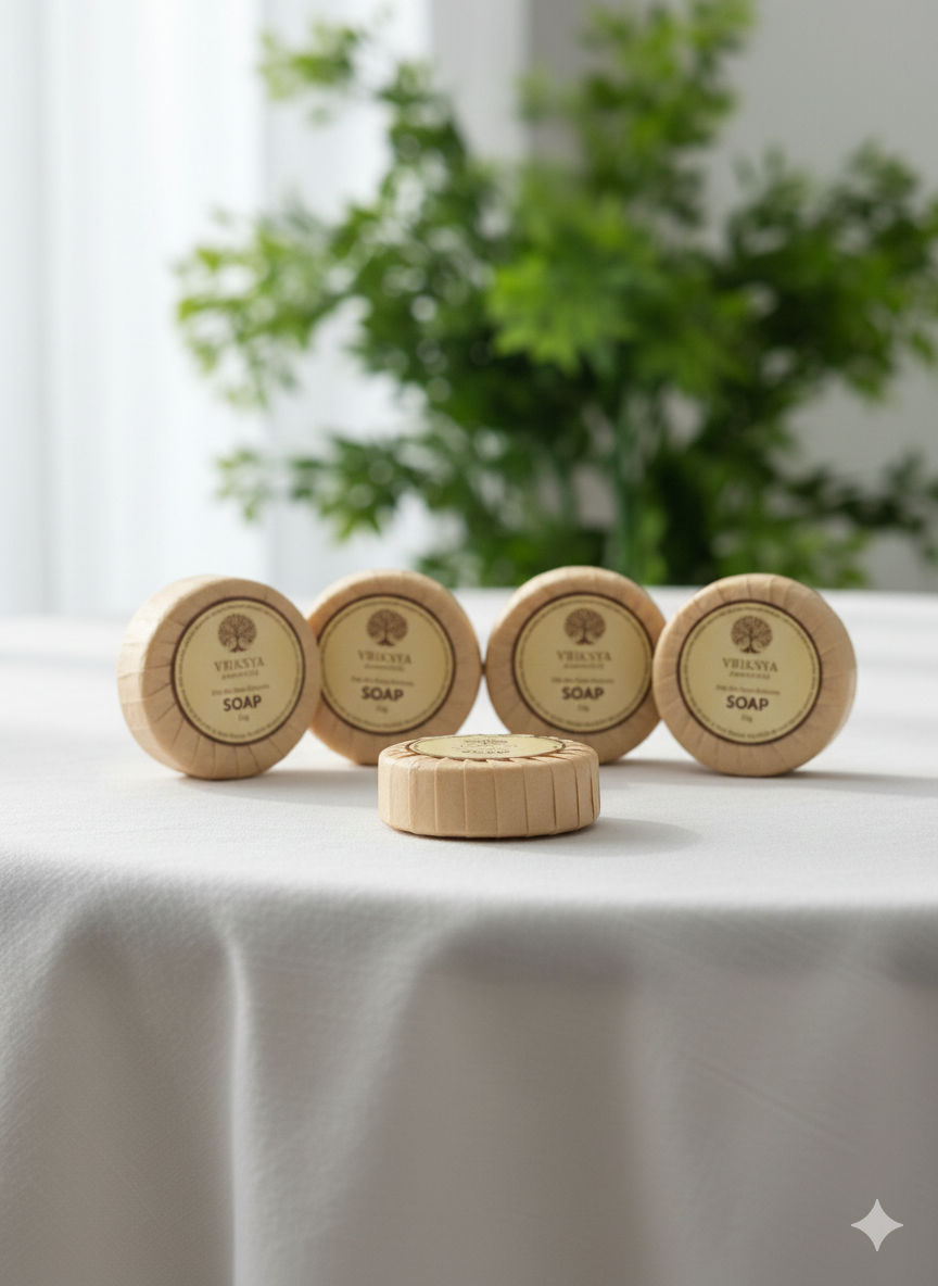 Vrikshya Round Soap White 15g With Kraft Paper Packing Pack of 5